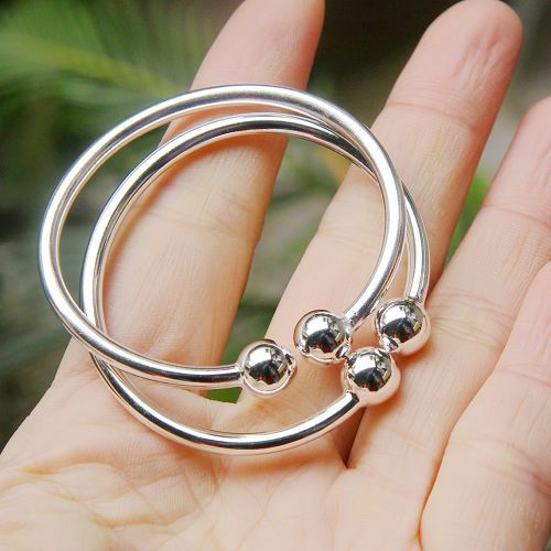 Light Comfortable Traditional Plain Hollow Baby Bangles Baby Kada in Pure  92.5 Sterling Silver for Kids - One Pair (1-3 Years Old) - Parnika