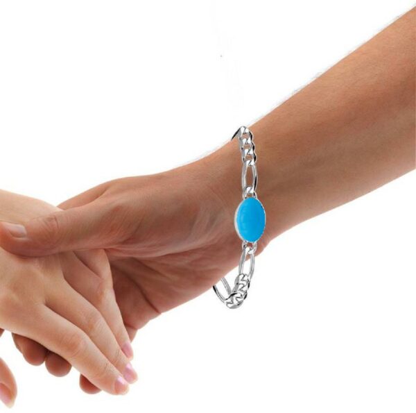 Feroza bracelet turqoise stone for men in pure silver