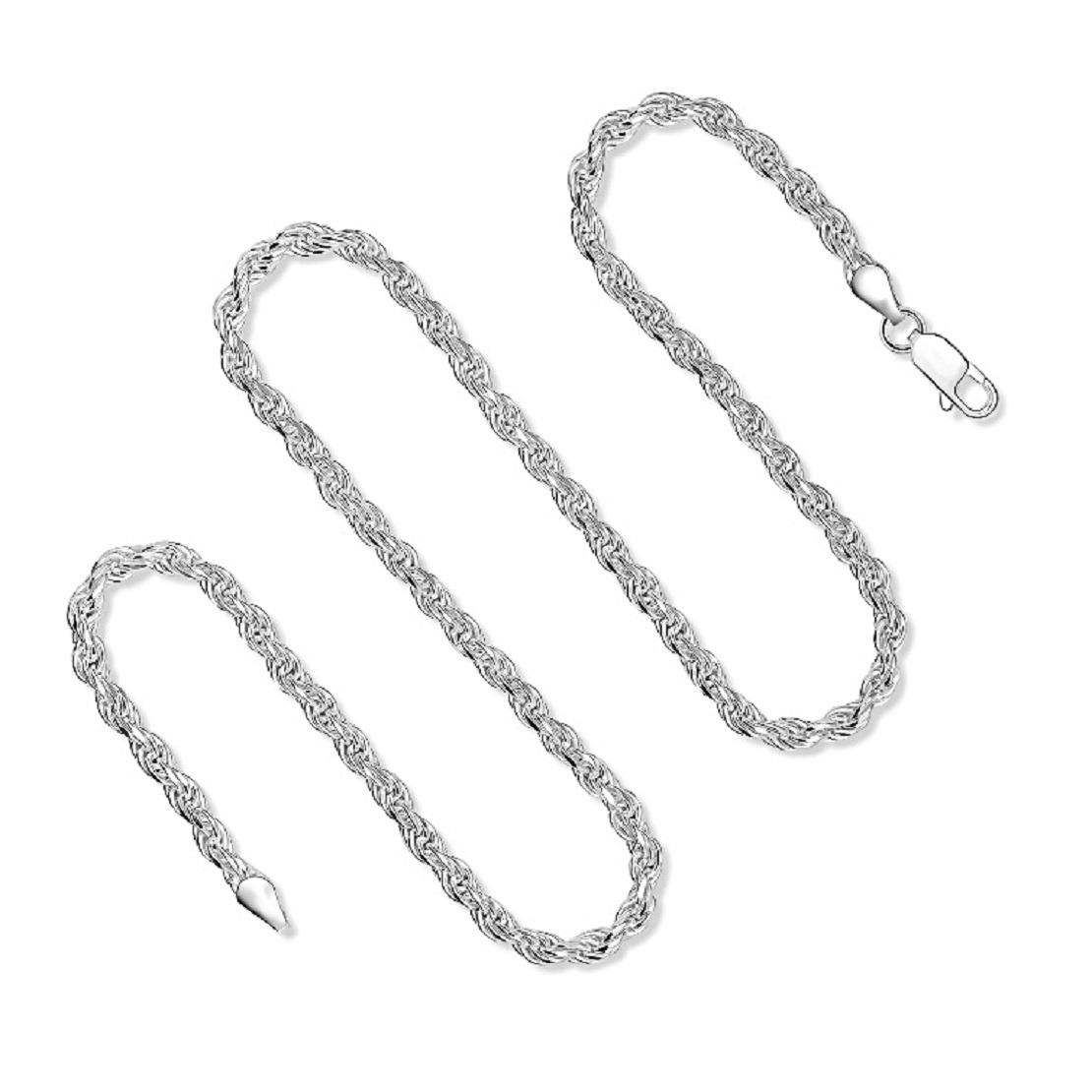 Unisex Rope Chain in Pure 92.5 Sterling Silver - 30 Inches - Parnika
