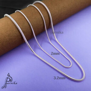 Pure silver round lock chain for men and women