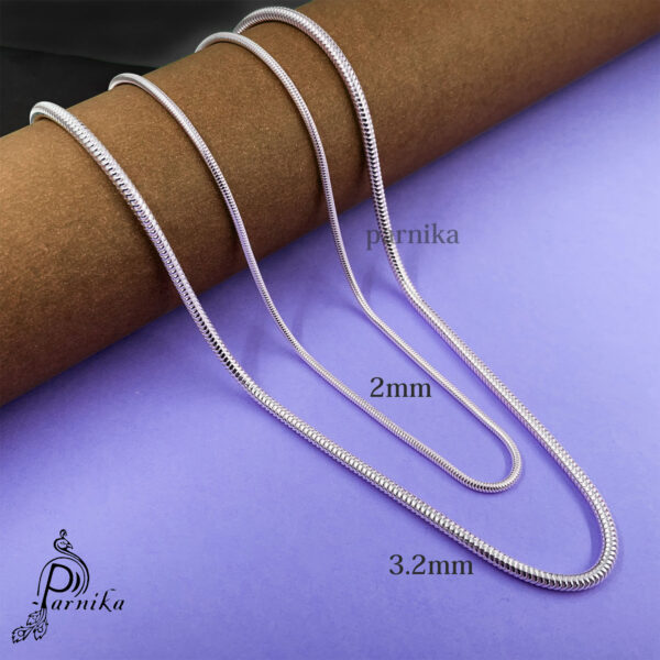 Pure silver round lock chain for men and women