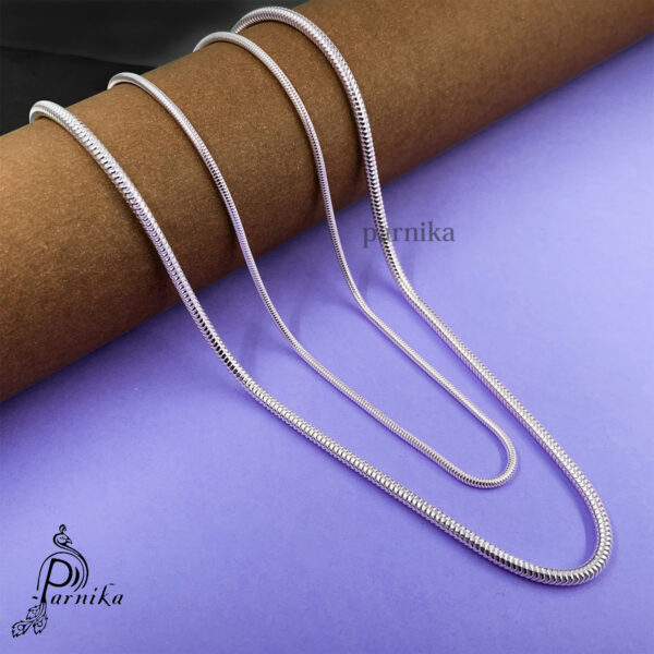 Pure silver round lock chain for men and women