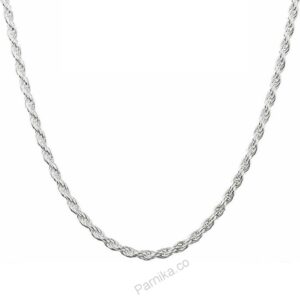 Rope design 3mm silver chain in 92.5 pure silver