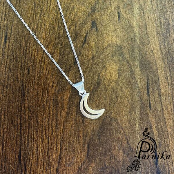 Crescent moon shape pure silver pendent