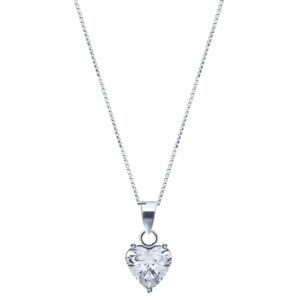 Heart shape white solitaire pure silver pendant