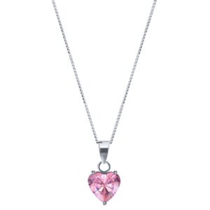 Heart shape Pink solitaire pure silver pendant