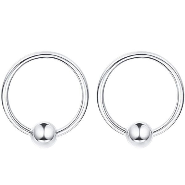 Ball design silver bali hoops earrings