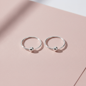 Ball design silver bali hoops earrings