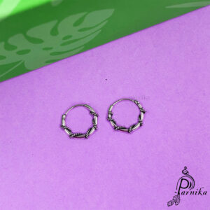 Pure silver round bali hoops earrings