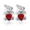 Teddy bear design silver earrings studs in pure silver
