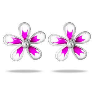 Floral design silver earrings in pure silver