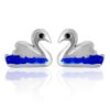 Swan motif silver earrings in pure silver
