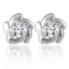 Floral CZ studded tops studs silver earrings for women , girls and kids