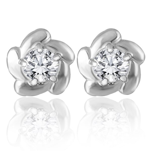 Floral CZ studded tops studs silver earrings for women , girls and kids