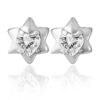 CZ studded tops studs silver earrings for women , girls and kids