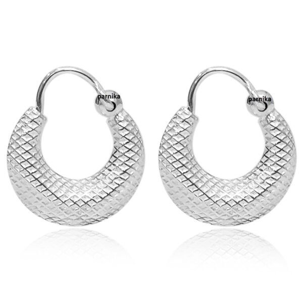 latest design Hula hoop bali earrings in pure silver