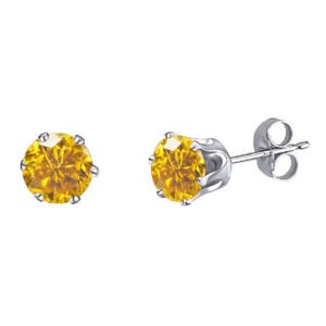 Pure silver studs with yellow stone