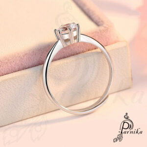 silver solitaire ring in pure silver for women and girls