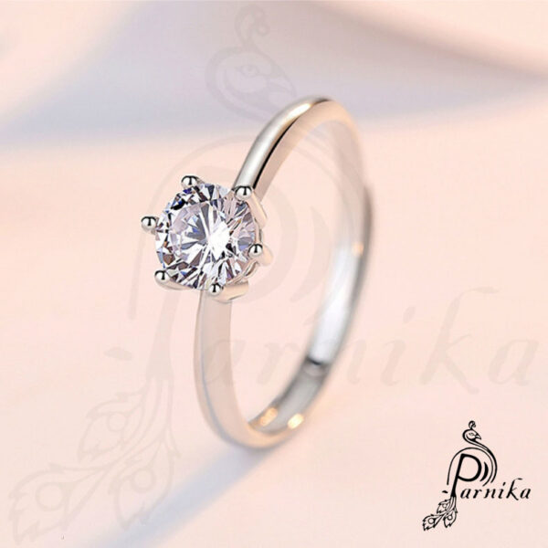 silver solitaire ring in pure silver for women and girls