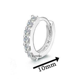 CZ studded silver round earring