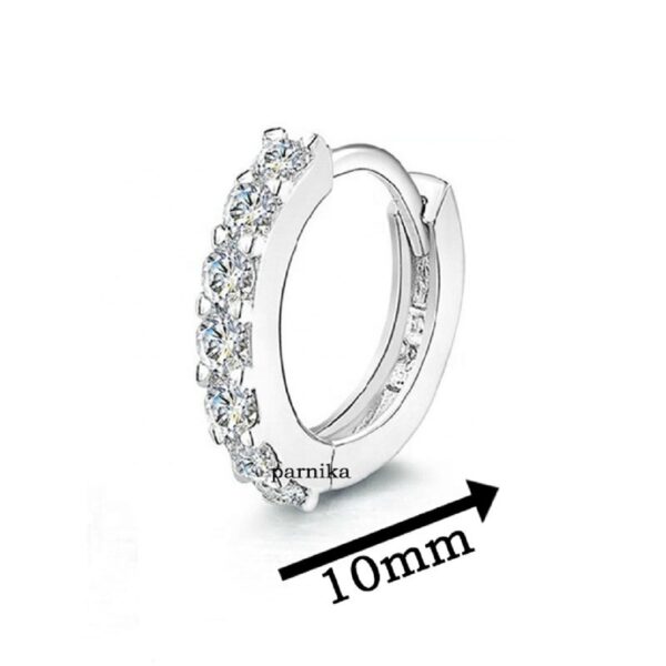 CZ studded silver round earring