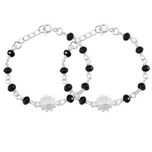 surya suraj design Baby nazariya in pure silver with black beads