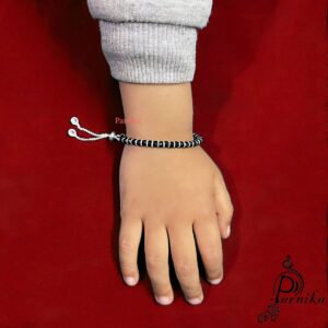 Baby nazariya bracelet with black beads in pure silver