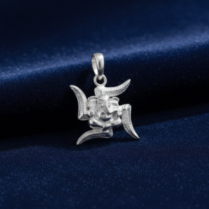 Swastika and ganesh design pure silver pendant