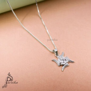 Swastika and ganesh design pure silver pendant