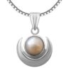 cresent moon with pearl pure silver pendent