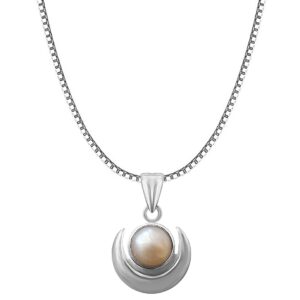 Chand and pearl pure silver pendant