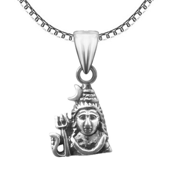Pure silver oxidized shiv ji pendant