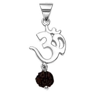 Om and rudraksha pendent in pure silver