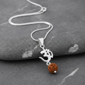 Om and rudraksha pendent in pure silver