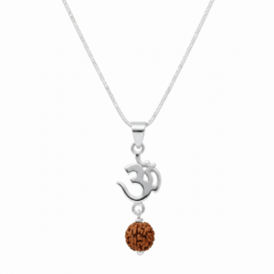 Om and rudraksha pendent in pure silver