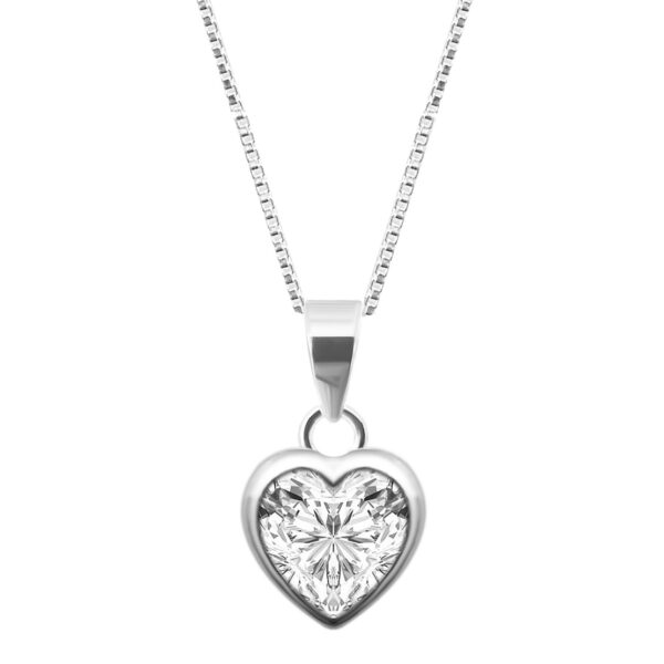 Heart shape white solitaire pendent in pure silver