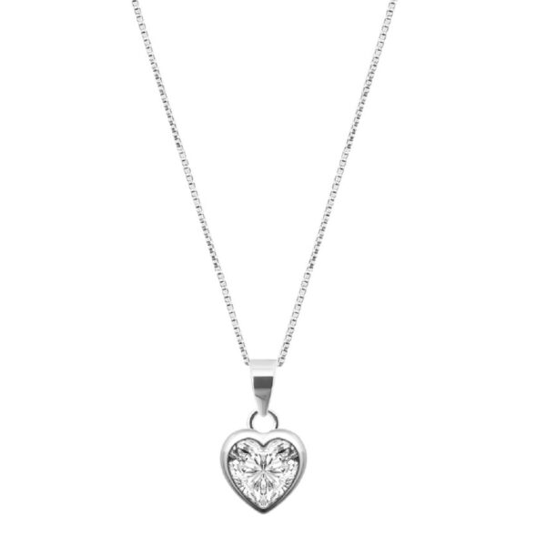 Heart shape white solitaire pendent in pure silver