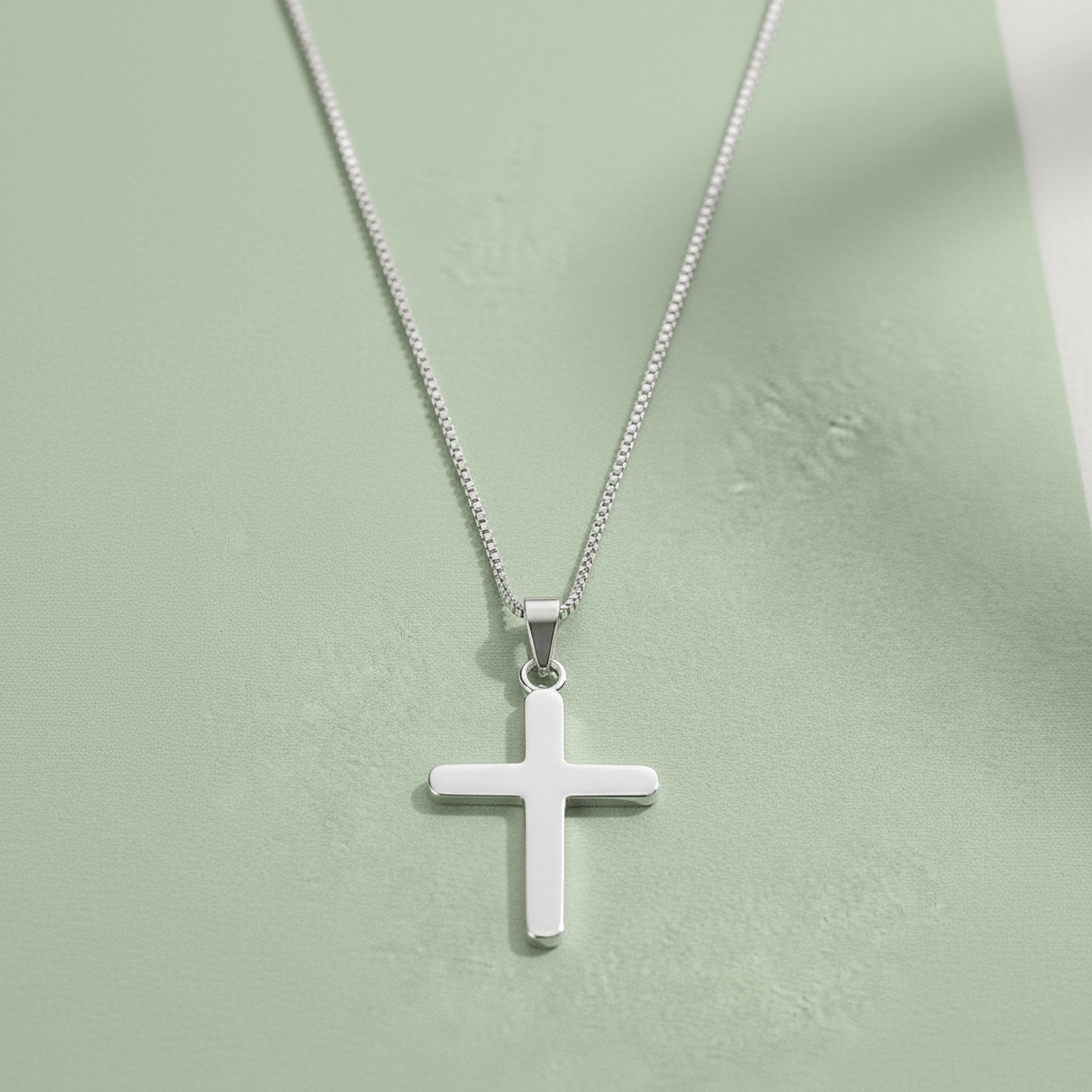 MJPD0045 3 Holy cross pendent in pure silver for girls and women