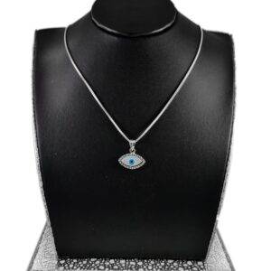 Evil eye design with cz solitaire pendent in pure silver