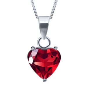 Heart shape red solitaire pendent in pure silver