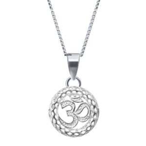 Om pendants round shape in pure silver for girls, boys, men and women