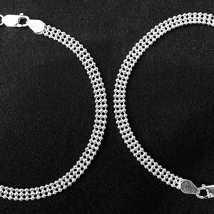 Pure silver triple beads payal