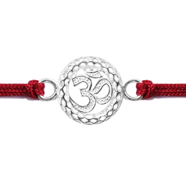 Pure silver Om rakhi for brother in thread