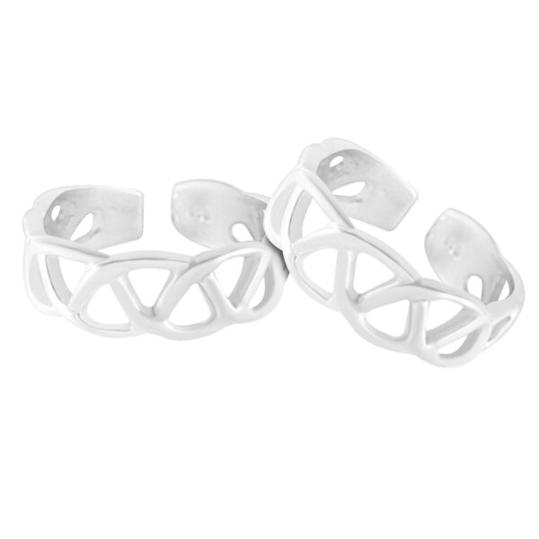 Net pattern silver toe ring for women