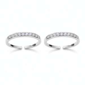 Single line cz stone studded toe ring for women