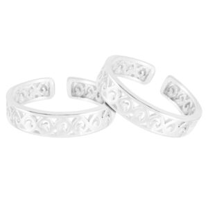 Net pattern silver toe ring for women