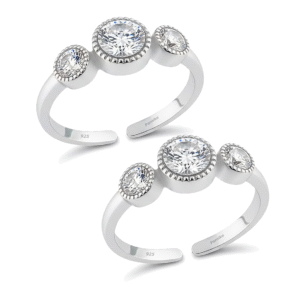 Toe Ring With In Line Three Zirconia Stone