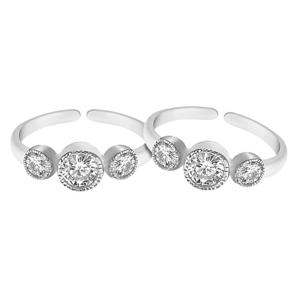 pure silver toe ring with three stones