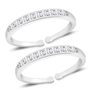 Single line cz stone studded toe ring for women