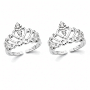 Crown pattern design silver toe ring